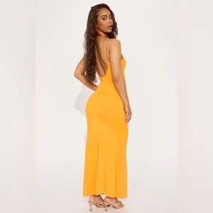 NWT Fashion Nova Kelly Double Lined Maxi Dress - Orange